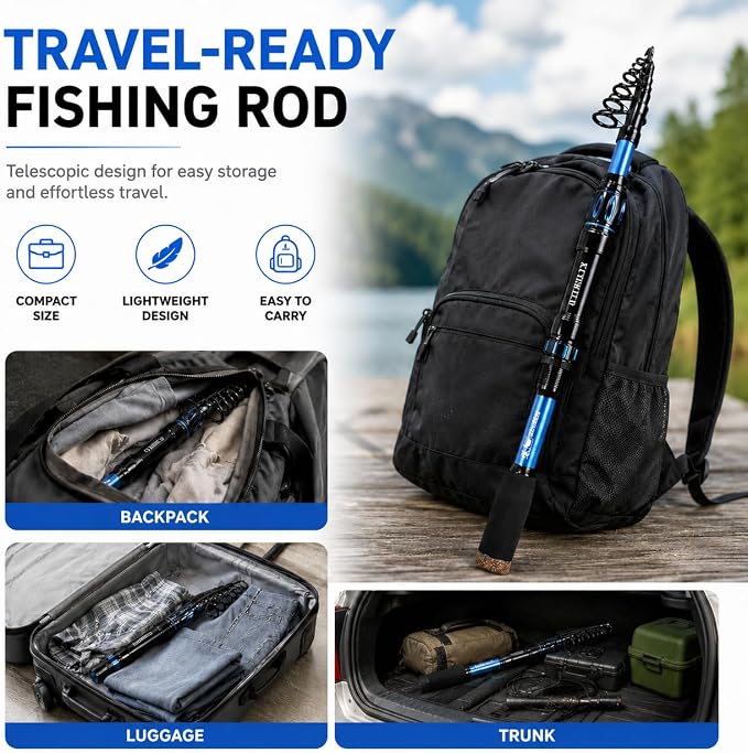 TORVEX Telescopic Fishing Rod,Travel Spinning Rod with Ceramic Guides, Stainless Steel Reel Seat, EVA Handle, Portable Collapsible for Bass Trout Catfish, Freshwater Saltwater, 6-9FT