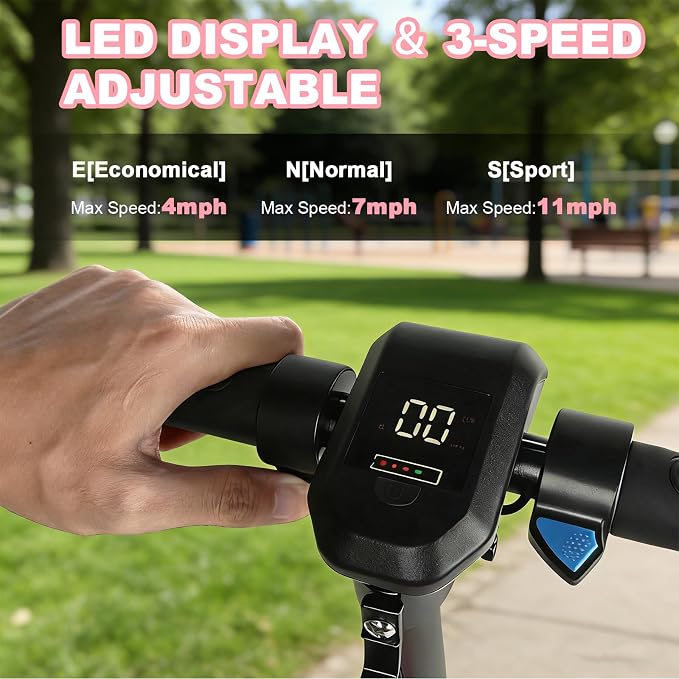 Electric Scooter for Kids Ages 8-15,180W Motor,11 MPH Max Speed & 15 Miles,Adjustable Height & Speed,Colorful Lights,LED Display,UL2272,Foldable Kids Electric Scooter 155 Lbs Max Load