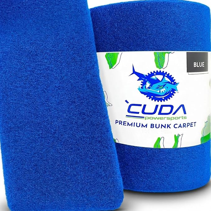 Cuda Powersports Boat Trailer Bunk Carpet - 12in Wide x 20Ft Blue Marine Carpeting for Boats, Boat Trailer Bunks, Boat Bunk Carpet Bunk (Blue (NO Staples), 12in x 20Ft)