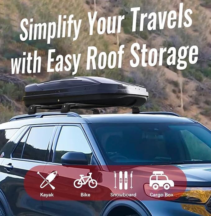 Roof Rack Cross Bars Compatible with Ford Explorer 2020-2026 with Lock, Aluminum 300lbs Heavy Duty Roof Rails Crossbars for Rooftop Cargo Carrier Luggage Kayak Canoe Bike Snowboard