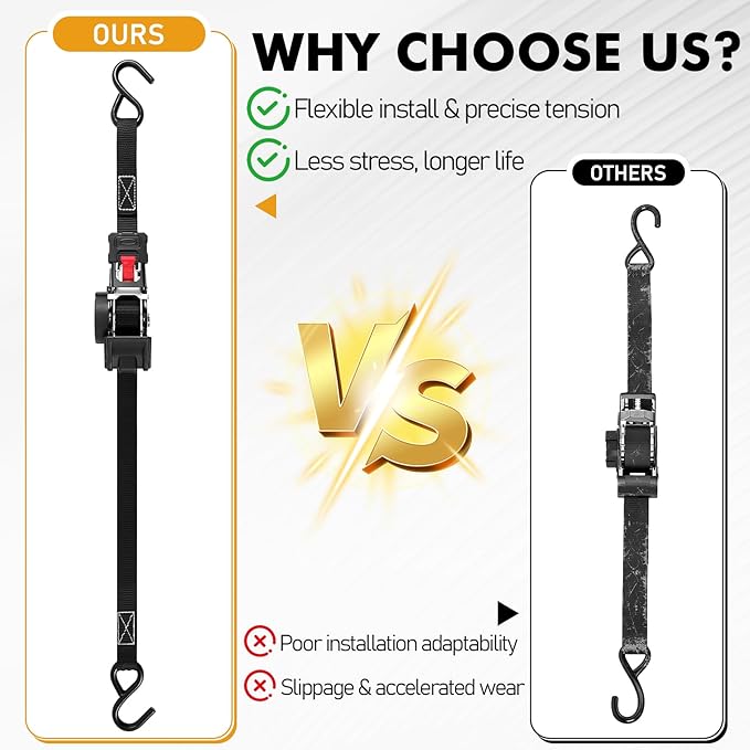 LEVELEVE Retractable Ratchet Tie Down Straps (1" x 6FT, 4-Pack, Black) - Heavy Duty 1560LBS Break Strength Quick-Lock, Weather Resistant for Moving, Cargo, Trucks & Boats