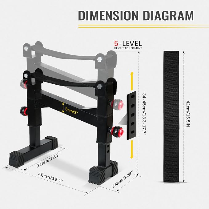 Deadlift Sling Rack, Deadlift Platform Barbell Elevation Stand with 5-Level Height Adjustment for Home Gym Weightlifting, 880 lbs Capacity