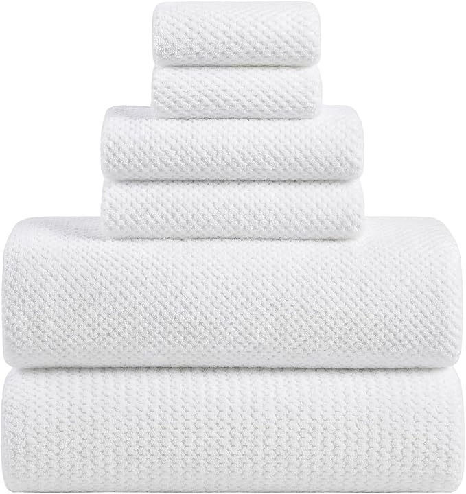 Extra Large Bath Sheets Set 6-Piece, 2 Bath Towels 40x80 Inches, 2 Hand Towels, 2 Washcloths, Soft Absorbent Quick Dry Microfiber Towels for Bathroom Beach Pool Gym Spa, White