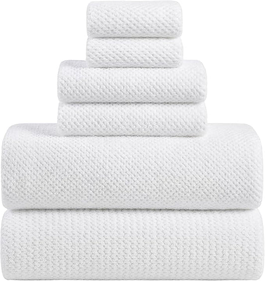 Extra Large Bath Sheets Set 6-Piece, 2 Bath Towels 40x80 Inches, 2 Hand Towels, 2 Washcloths, Soft Absorbent Quick Dry Microfiber Towels for Bathroom Beach Pool Gym Spa, White