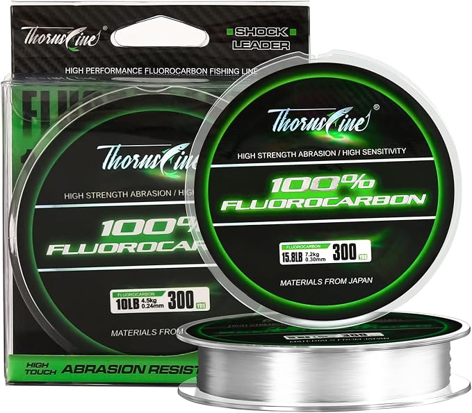100% Pure Fluorocarbon Fishing Line - Premium Leader Material from Japan - High Strength, Abrasion-Resistant, Fast Sinking - Freshwater and Saltwater Fishing Leader