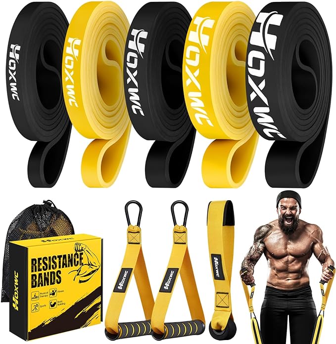 HOXWC Resistance Bands, Heavy Duty Pull Up Resistance Band with Door Anchor, Handles, Exercise Bands for Working Out Men&Women, Ideal for Pull Up, Muscle Training, Physical Therapy, and Home Workouts