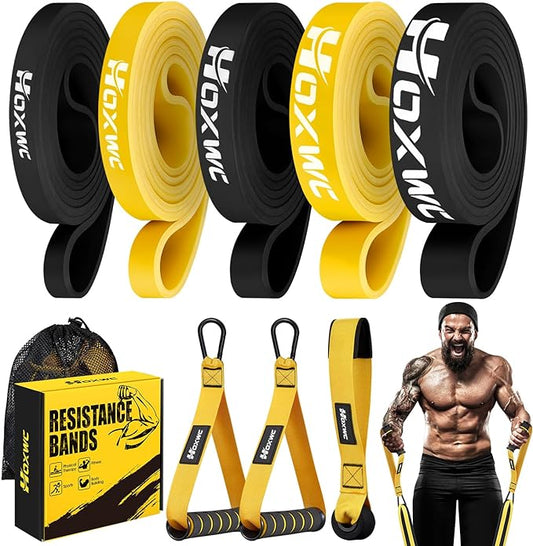 HOXWC Resistance Bands, Heavy Duty Pull Up Resistance Band with Door Anchor, Handles, Exercise Bands for Working Out Men&Women, Ideal for Pull Up, Muscle Training, Physical Therapy, and Home Workouts