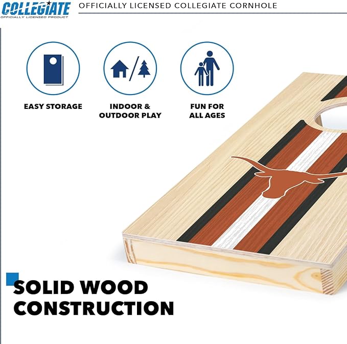 Wild Sports College Portable Size 1' x 2' Solid Wood Cornhole Set with Direct Print HD Team Graphics – Travel Size