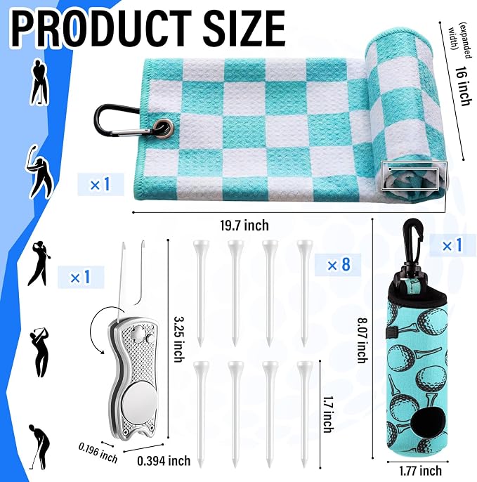 Liliful 12 Pcs Golf Accessories Kit, Include Golf Ball Bag with Hook Towel Tees Magnetic Ball Marker Divot Tool Cleaner Brush for Women Man Gifts