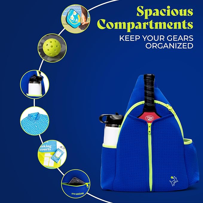 Swinton Pickleball Bag for Women and Men – Stylish Pickleball Backpack | Lightweight, Water-Resistant Pickleball Paddle Bag | Unisex Pickleball Bags with Space for Paddles, Balls & Accessories