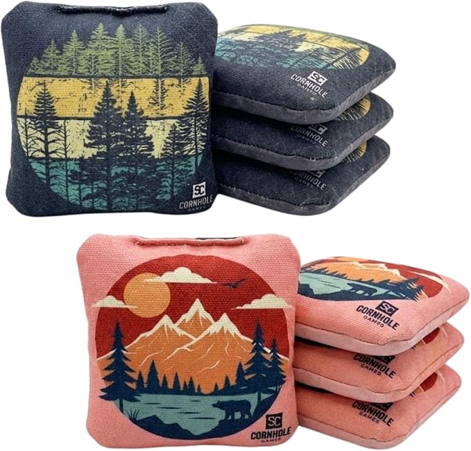 Professional Dual Sided Cornhole Bags- 16 oz 6x6 w/Premium Resin Fill - Official Tournament Slide/Stick Pro Bean Bags - Regulation/Approved
