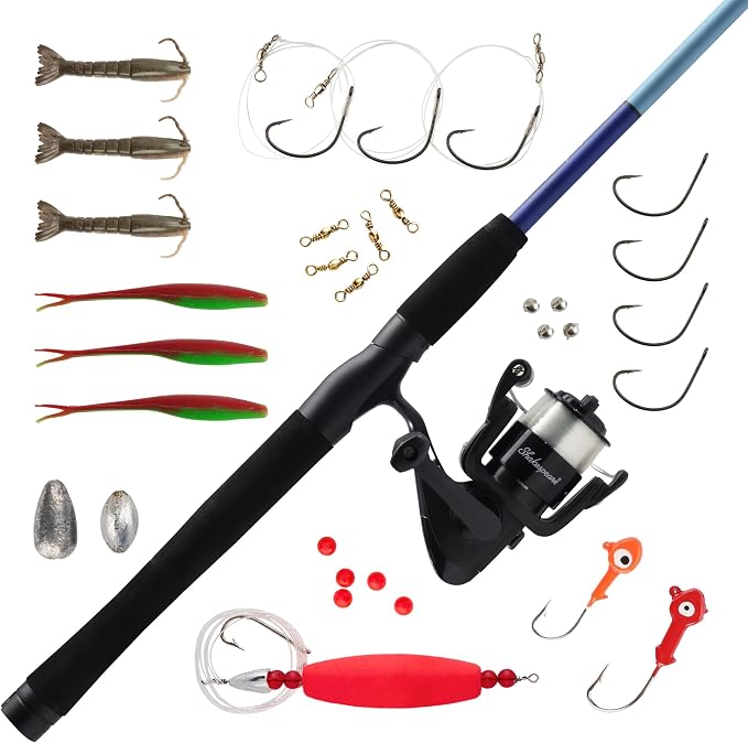 Shakespeare Catch More Fish Spinning Reel and Fishing Rod Combo with Kit
