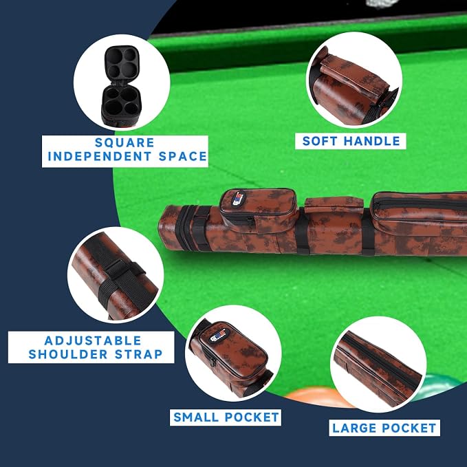 GSE Games & Sports Expert 2x2 Deluxe Hard Billiard Pool Cue Stick Carrying Case, Billiard Cue Case, Billiards Accessories (Several Colors Available)