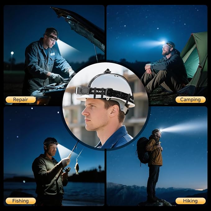 Atdoall Rechargeable LED Headlamp 6 Pack, High Lumen Super Bright Head Lamp with Red Light, Motion Sensor, 5 Modes, 90° Adjustable, Waterproof Lightweight Headlamps for Adult Running, Camping, Fishing