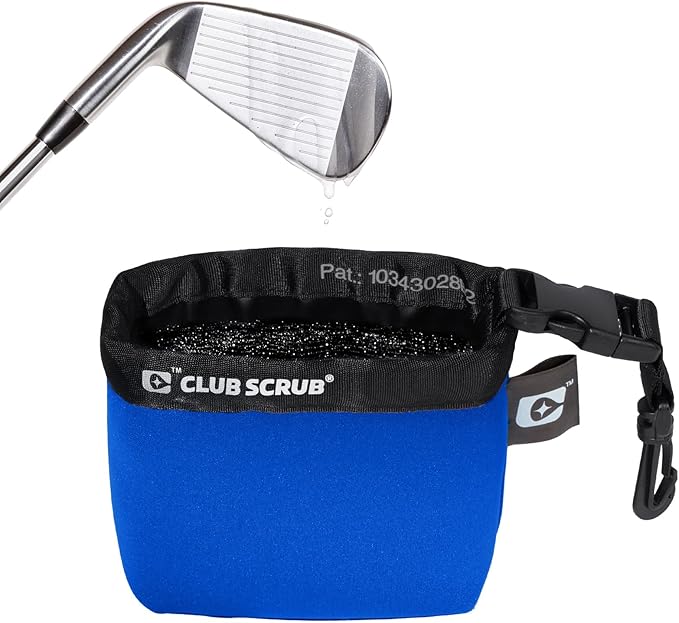 Club Scrub Golf Club and Golf Ball Cleaning Bag, Waterproof Clean Face Technology Liner, Detachable Clip, Machine Washable, Cleans Club Grooves, Dry Exterior (Neoprene or Microfiber Option Available)