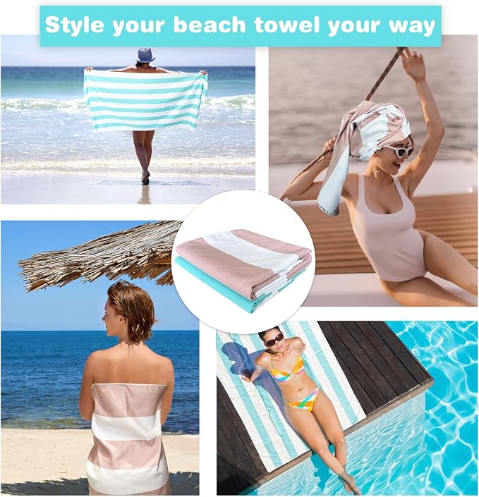 PY SUPER MODE 2 Pack Beach Towel - 75 x 35 inches Quick Dry Microfiber Beach Towels Oversized, Lightweight Soft and Absorbent Bath Towel Suitable for Swimming Pool Camping for Kids & Adults