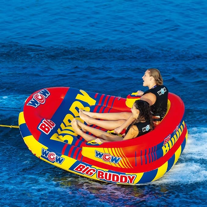 Wow Sports Big Buddy Inflatable Towable Deck Tube - 2 Person - 340 lb Capacity - for Boating - Kids & Adults