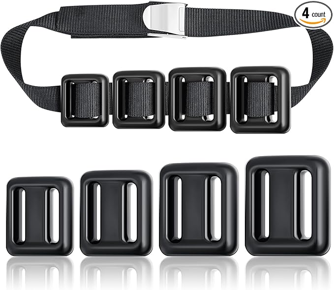 Tellegloww 4 Pcs Dive Weights Belt for Scuba Diving Coated Dive Weights Nylon Dive Belt with Metal Quick Release Buckle for Free Diving Spear Fishing