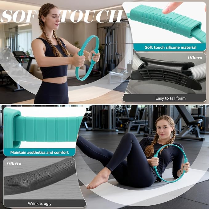 SUBCULTUREPICK Pilates Ring, Silicone Magic Pilates Rings, Lightweight & Durable Flexible Fitness Circle Exercise Equipment for Toning Arms, Thighs,Legs, Core,Yoga & Physical Therapy