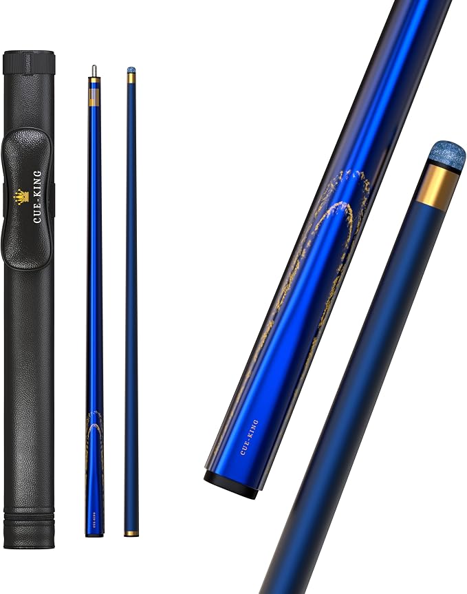 Cue-King Premier Pool Cue 58" 20oz 2 Piece with 9.5mm Premium Tip and Leather Case, Pool Stick, Cue Stick, Billiard Cue Stick, Taco De Billar, Pool Table Stick, Billiard Stick