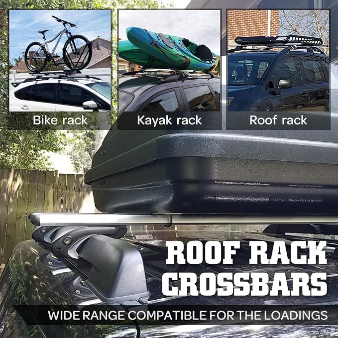 Aero Aluminum Universal 56'' Roof Rack Cross Bars, Existing Raised Side Rail with Gap -200 lbs Load Capacity