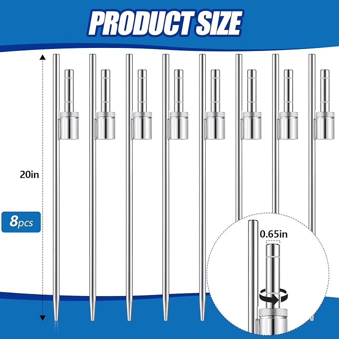 Pelopy 8 Pcs Feather Flag Ground Spike Ground Stake Flag Base Heavy Duty Flags Pole Holder for Outdoor Banner Stakes Fits Poles with 0.65 Inch Inner Diameter, Stake Only (20 Inch)