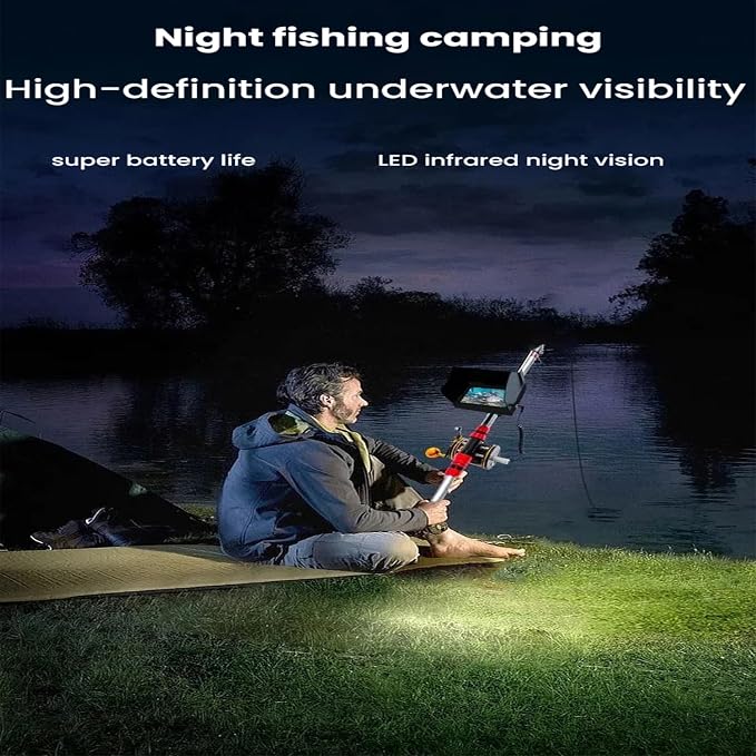 Fishing Camera Waterproof Fish Finder with Enhanced Vision Ultra-Wide Lens, Underwater Fish Finder for Ice, Lake Offshore Angling,8000mAH IP68 Waterproof Underwater Camera for Fishing, 4.3-Inch-30M