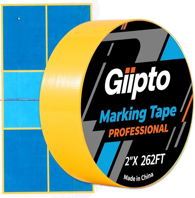 Pickleball Court Tape - 2" x 262 ft Professional Pickleball Marking Kit Yellow Tape for Temporary Court Lines with No Residue Durable Floor Marking Tape for Gym, Driveway, Backyard
