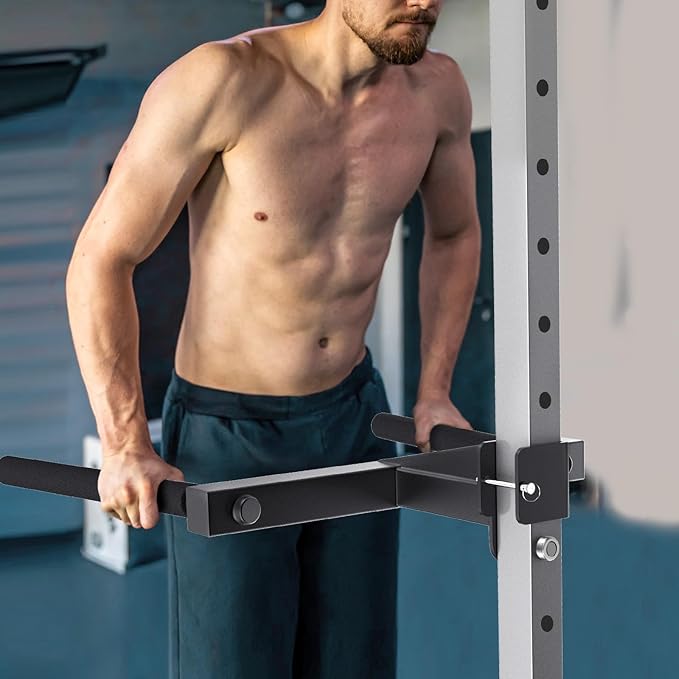 SELEWARE Squat Rack Attachment, Y-Shaped Dip Bar Attachment, Nordic Hamstring Curl Attachment and Lever Arms for 2x2 or 3x3 Power Rack with 5/8" or 1" Hole, Power Cage Accessories for Home Gym