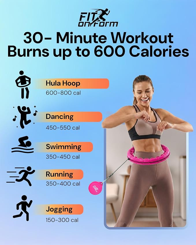 FIT ON FORM Infinity Weighted Hula Hoop for Adults Weight Loss, Smart Exercise Hola Circle Hoop for Women Abs Workout