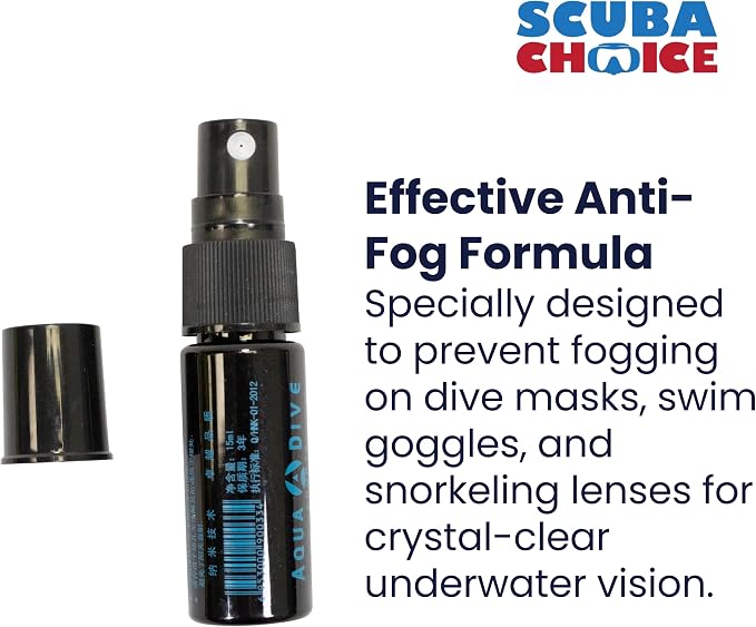 Scuba Choice Aqua Dive Anti Fog 15ml Spray for Swim Goggles - Crystal Clear Vision Instant Visibility Snorkel Mask Anti Fog Spray for Scuba Mask, Dive Goggles and Ski Masks