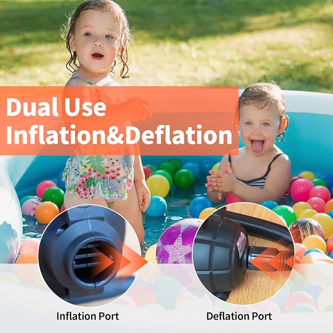 Vapaus Electric Air Pump with 4 nozzles for Inflatable Gymnastics Tumbling Mats Air Mattresses Bedding Pool Toy Floating Dock Quick Fill Inflator Deflator Pump（AC 110-120V（500W））