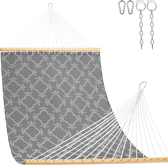 Lazy Daze Hammocks Quick Dry Hammock with Spreader Bar Textliene Fabric Double 2 Person Hammock with Chains Outdoor Patio Poolside Backyard Beach 450 lbs Capacity, Four Leaf Clover