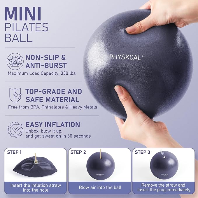 PhysKcal Pilates Kit, 15-Inch Pilates Ring with 1x Core Ball, 3X Resistant Loops and 2X Flex Bands, Home Pilates Equipment Set and Mat Pilates Essential Kit