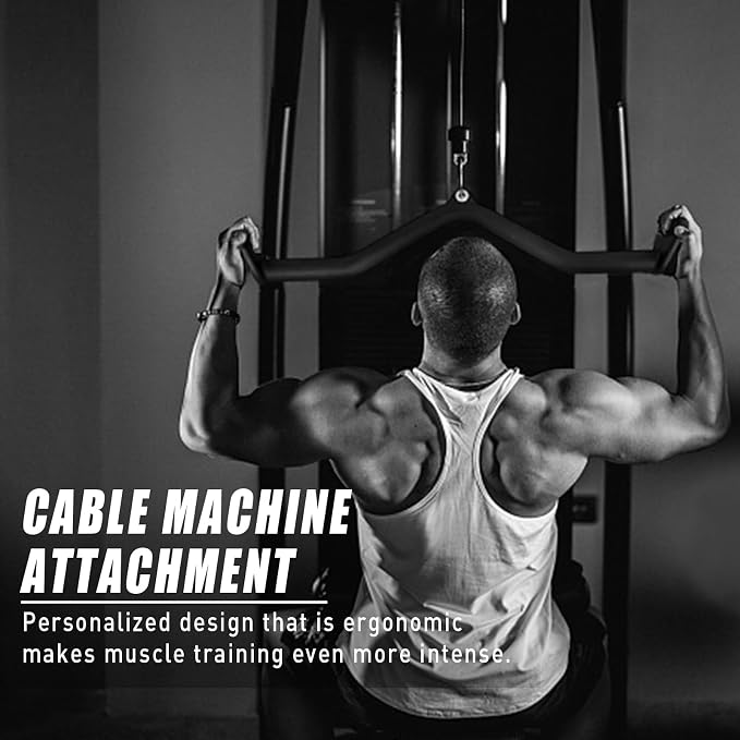 BLUSLM Lat Pull Down Bar T bar Row Attachment, V Bar Tricep Lat Pulldown Attachments, Back Strength Training Bar for Home Gym Exercise Cable Machine Attachments