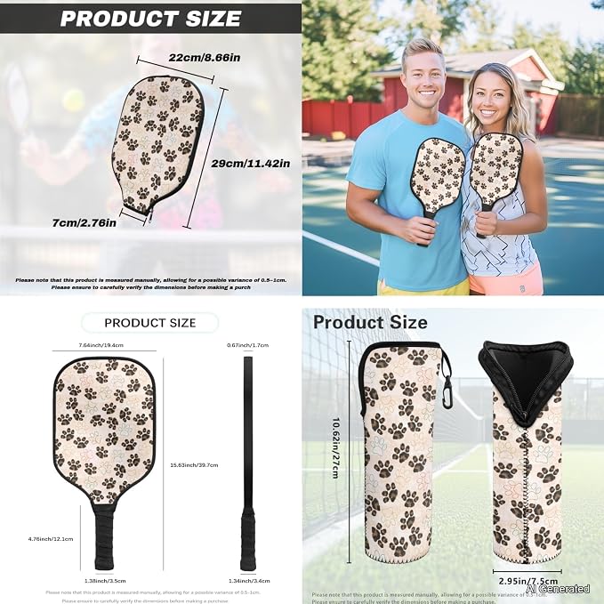 Pickleball Paddles Set 3PCS Pickleball Paddle Case Pickleball Racket Pickleball Bag Ideal for Beginners Gifts