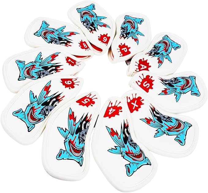 Big Crazy Golf Head Covers, Golf Club Covers Funny, Driver Headcovers, Golf Club Covers, Fairway Woods Head Covers, Hybrids Headcover, Putter Cover with Soft Lining for Golf Gift Hammerhead Sharks