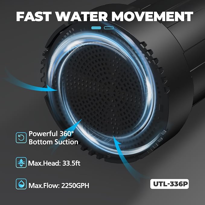 Automatic Water Pump, 2250GPH Sump Pump Submersible Basement Portable Electric Utility Water Pump Removal for Pool Draining Basement Hot Tubs Garden Pool Cover Pond, Dark