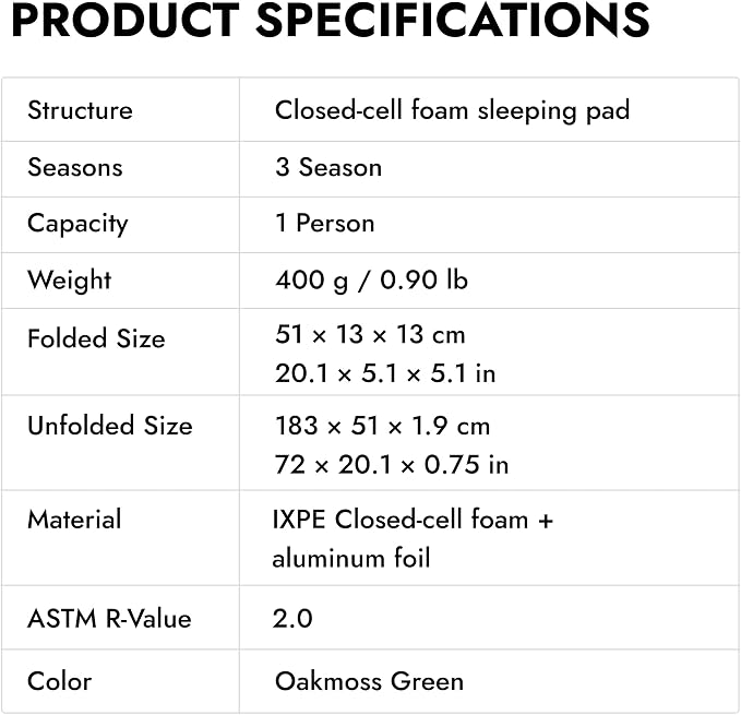 Ultralight Foam Backpacking Sleeping Pad – Foldable Camping Mat with Closed-Cell Insulation, Silent & Durable Camping Pad, Compact Accordion Camping Mattress for Hiking, Tent, Ground
