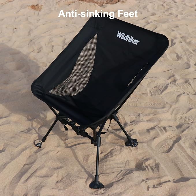 Wildhiker Ultralight Backpacking Chair – Compact Camping Chairs for Adults with Pouch, Weighs 2.8 lbs with Anti-Sinking Large Feet for Beach, Hiking, Motorcycle, Travel, Festival – Green
