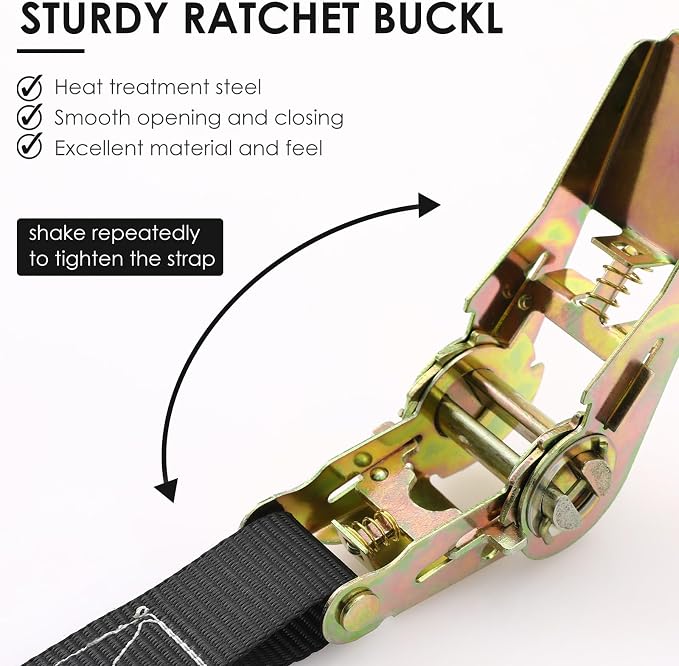 TLGREEN 10 Pcs 1" x 20' Ratchet Staps, Luggage Tie Down Straps, No Hook, Ratchet Strap Heavy Duty,1760 Break Strength Endless Ratchet Straps, Tie-Down Straps for Motorcycles, Trailer, Kayak, Black