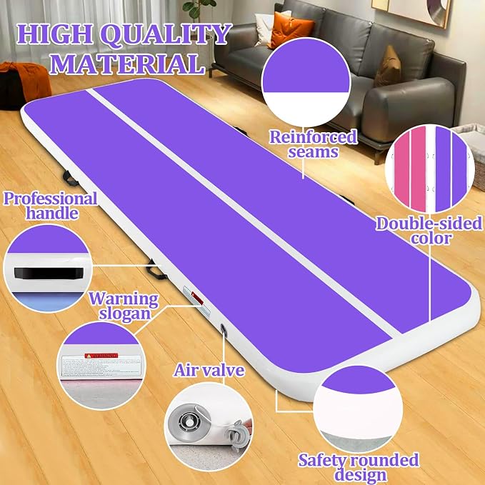 Air Mat Tumble Track, Gymnastics Mats Tumbling Track with Electric Air Pump for Home Use Cheerleading Training Kids Gym Yoga