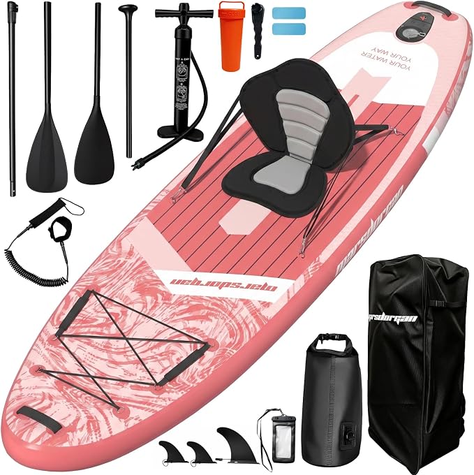 11'x34 Inflatable Paddle Board for Adults Youth, Extra Wide 430LBS Capacity SUP, Stable 2-3 Person Family for Lake Ocean Fishing Surfing Yoga, Includes Accessories