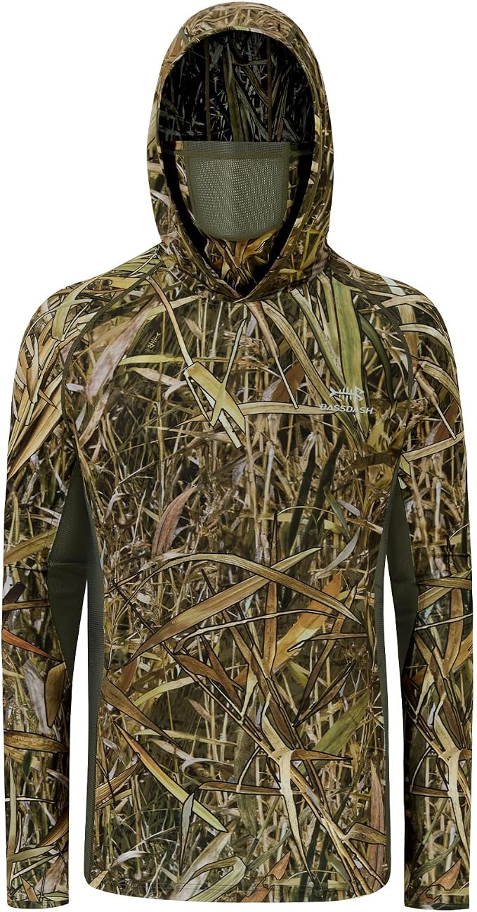 BASSDASH Men's UPF 50+ Camo Long Sleeve Hunting Fishing Hoodie Shirt