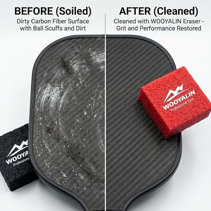 Pickleball Paddle Eraser – Paddle Cleaner for Carbon Fiber & Graphite Paddles, Removes Ball Residue & Dust, Restores Spin & Grip, Includes Clear Carry Case