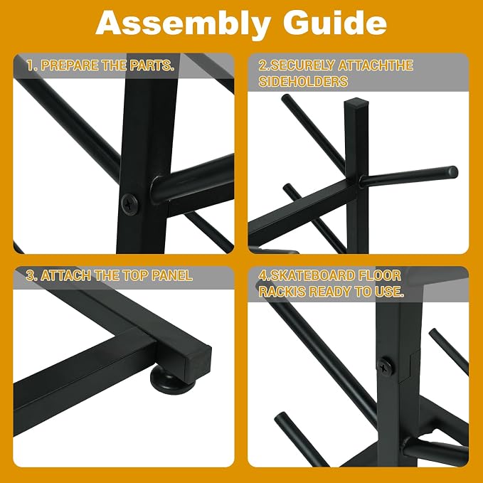 BiJun Skateboard Racks Floor Stand, 6-Layer Skateboard Holder,Snowboard Storage Rack, Skateboard Organizer Floor Stand for Deck, Longboard, Snowboard, Standard Skateboards, Mini Cruiser Skateboard