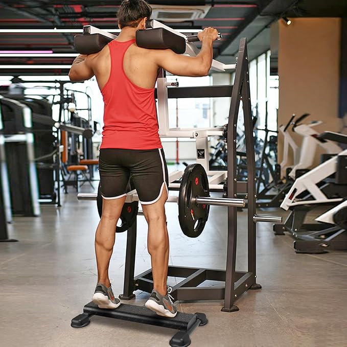 Steel Calf Raise Bar with Wider Anti-Slip Calf Raise Block, Rounded Edge Standing Calf Raise Machine for Calf Workout, Squat & Foot Stretch, 800 lbs Capacity