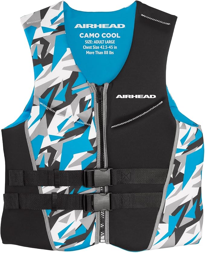 Airhead CAMO Cool Kwik-Dry Neolite Flex Life Jacket for Adults - USCG Approved Life Vest for Women & Men, Lightweight Flexible Watersports Vest for Boating, Wakeboarding, Kayaking & Jet Skiing