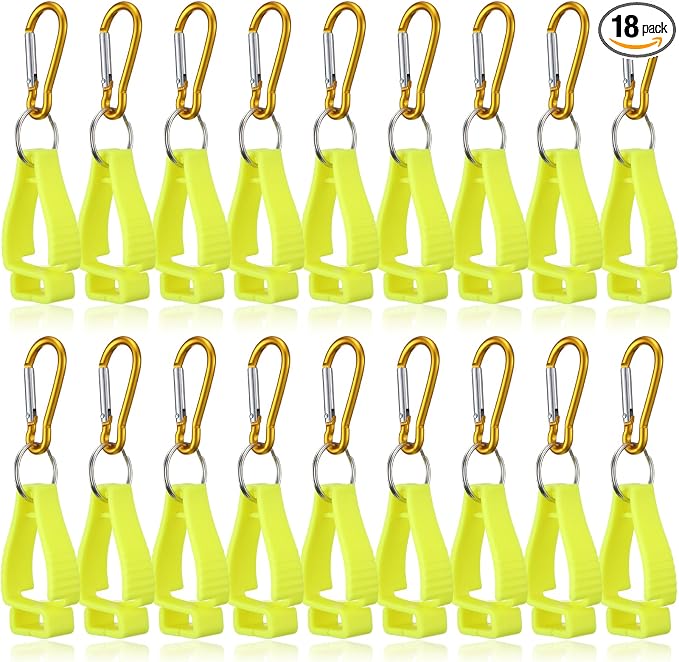 Leinuosen 18 Pcs Yellow Glove Holder Clips Bulk for Work Large Glove Holder Clips Safety Gloves Keepers for Worker Construction Tool Belts Hard Hats