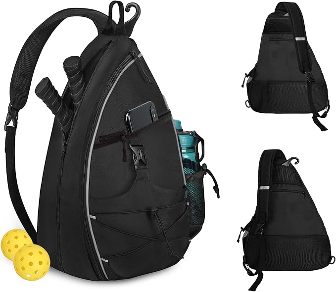WOLT Pickleball Bag,Crossbody Sling Bags for Women Men,Pickleball Backpack with Fence Hook for Tennis, Racketball
